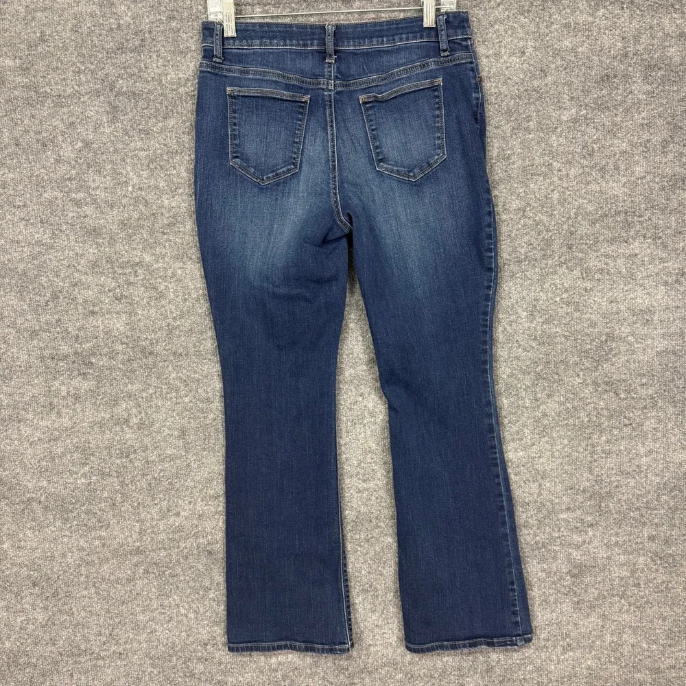 Chicos Jeans 0 Short Womens 4P Blue Platinum Barely Boot Dark Wash Stretch Denim